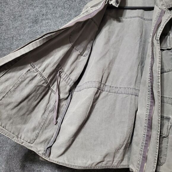 All-Son Chore Jacket Mens L Grey Military Barn Utility Pockets Y2K Grunge - Picture 10 of 16